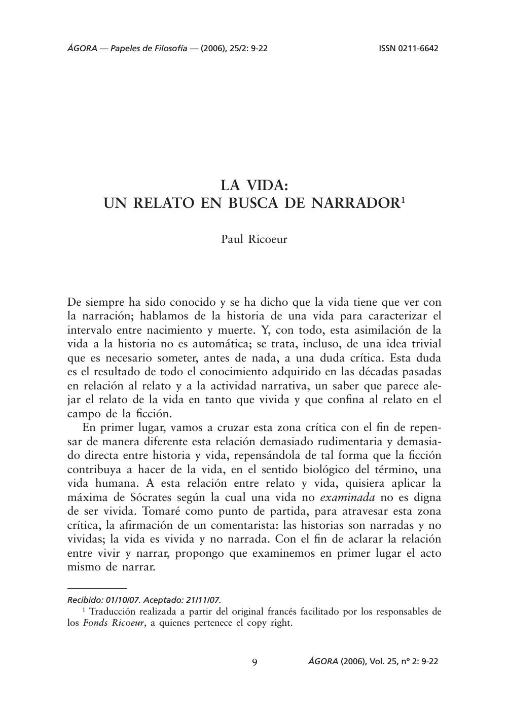 La vida: un relato en busca de narrador